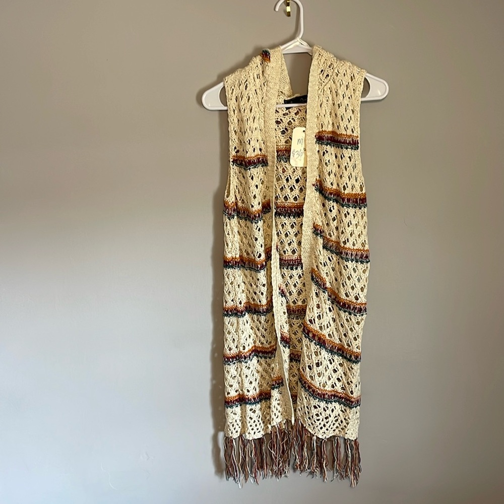 Hooded Crochet Vest - Brand New